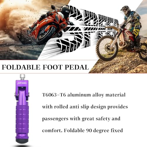 Universal Motorcycle Bicycle Folding Passenger Foot Pegs M8 Rearsets Rear Set Footrests Footpeg Foot Rest Peg Pedals For Bike Install Hole 8mm (Purple) - color: Purple