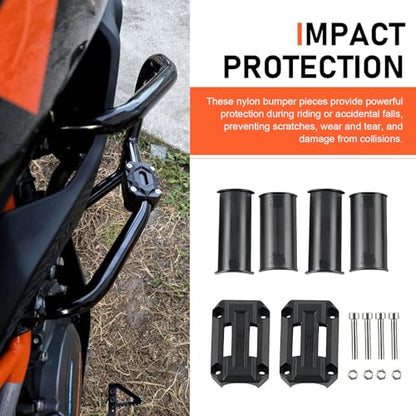 2 PCS Motorcycle Engine Guard Bumper Protection Block, Nylon Anti-Scratch Motorcycle Bumper Decor Slider, Engine Guard Crash Bar Protectors Slider, Universal for 22mm/25mm/28mm (Black)