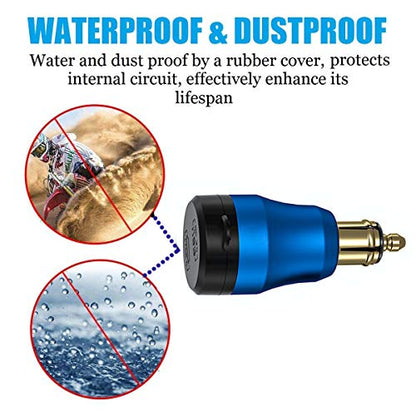 iMESTOU Aluminum 30W Power Delivery DIN Power Plug Charger to USB C and Quick Charge USB 3.0 Motorcycle DIN Adapter Waterproof Fits for Hella 12V-24V DIN Socket/BMW Ducati Triumph - color: blue