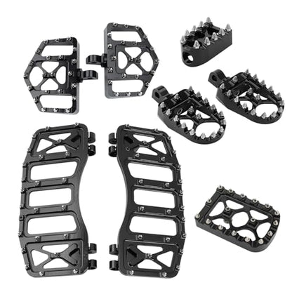 MX Wide Floorboards Foot Pegs Brake Pedal Cover Shifter Peg Kit for Harley Touring 1986-2023 Road Glide Street Glide 86-2017 Softail Fat Boy FL 2012-2016 Dyna FLD (Silver Black) - color: Silver Black