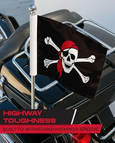 AGAS One Eyed Jack Pirate Motorcycle Flag 6x9 inch - Double-Sided Printed 2-Ply Durable Knitted Polyester - 0.75 inch Sleeve- Fits on 3/8" Mount Pole - color: One Eyed Jack