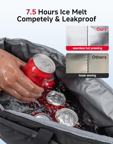 KEMIMOTO Upgraded Saddlebag Cooler Leakproof, Keeps Hot & Cold for 7.5 Hours Insulated Cooler Bag, 1680D Oxford & EVA for Touring Road Glide Street Glide Road King Tear-Resistant Camping Picnic Travel