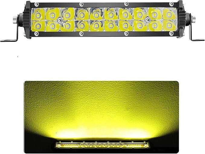 LED Light Bar, 7Inch Offroad Driving Light Bar for Trucks 60W 6000lm Combo Beam 12V-60V Ultra Slim Amber LED Off Road Lightbar for ATV UTV RV Mower Golf Cart Boat - color: Amber