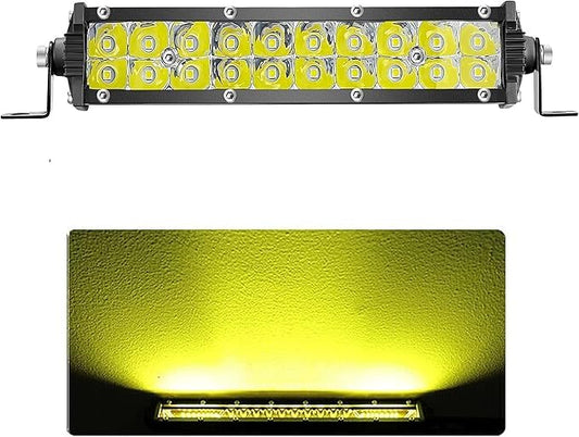 LED Light Bar, 7Inch Offroad Driving Light Bar for Trucks 60W 6000lm Combo Beam 12V-60V Ultra Slim Amber LED Off Road Lightbar for ATV UTV RV Mower Golf Cart Boat - color: Amber