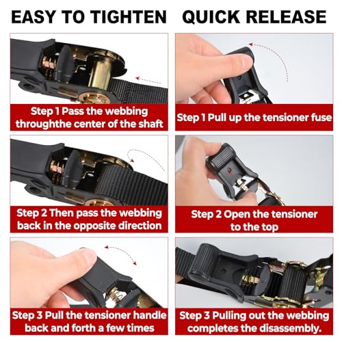 2 Packs Ratchet Straps Heavy Duty, 1" x 20' Ratchet Tie Down Straps with Double J Hooks | 2200lbs Break Strength for Moving, Securing Motorcycle, ATV, Kayak on Trailer, Truck Bed, Car Roof Rack - size: 2Pack 1‘’ * 20‘