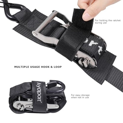 Ayaport Boat Tie Down Straps to Trailer (Stainless Steel Ratchet) 5 Feet, 4400lbs Break Strength Heavy Duty Ratchet Boats Straps, Boat Transom Trailer Accessories for Boating Safety - size: 1.5" x 5' -Stainless