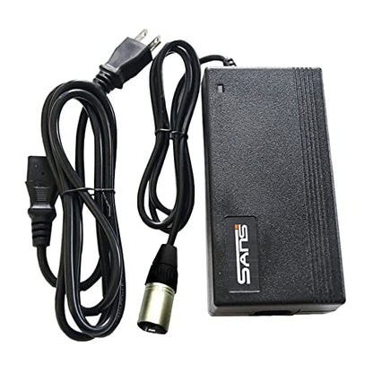 Syvrac Smart Charger with an Microphone XLR Head for 48V Li-ion Battery Used in E-Bikes and E-Scooters, and it Comes with a 54.6V 2A Power Adapter and an XLR Connector