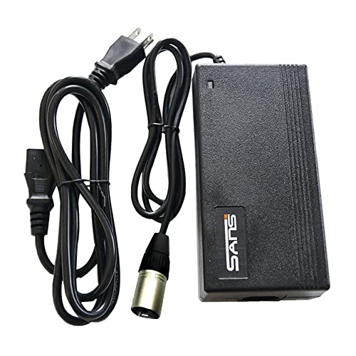 Syvrac Smart Charger with an Microphone XLR Head for 48V Li-ion Battery Used in E-Bikes and E-Scooters, and it Comes with a 54.6V 2A Power Adapter and an XLR Connector