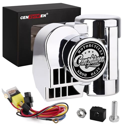 Motorcycle Air Horn Kit 12V 150db Super Loud Car Horn, with Air Compressor and Wiring Harness, Suitable for Any 12V Vehicle/Train/Truck/Motorbike/Boat/Pickup (silvery)