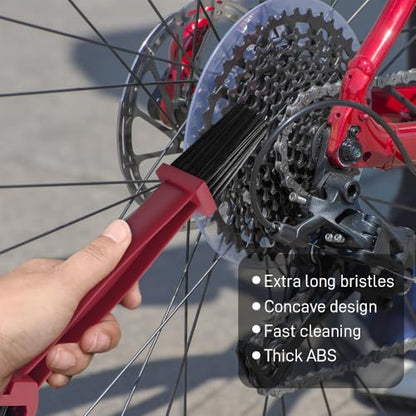 1PCS Bike or Motorcycle Chain Washer, Bicycle Cleaning Chain Double-Ended Brush, Black Durable Motor Chain Gears Cleaning Square Head Brushes, Universal Cleaning Tool (Red/1PCS) - color: Red/1PCS