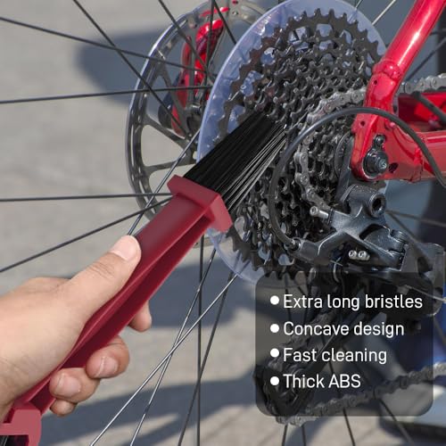 2PCS Bike or Motorcycle Chain Washer, Bicycle Cleaning Chain Double-Ended Brush, Black Durable Motor Chain Gears Cleaning Square Head Brushes, Universal Cleaning Tool (Red/2PCS) - color: Red/2PCS