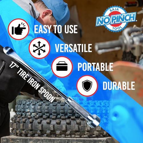 BAJA NO PINCH 17 inch Steel Tire Spoon Lever | Iron Tool Kit |Tire Changing Tool for Enduro | Motocross | Motorcycle | Dirt Bike | Easy-to-Use for Safe & Quick Tire Repair | Dirtbike Tire Spoons - size: 17 Inch Tire Spoon