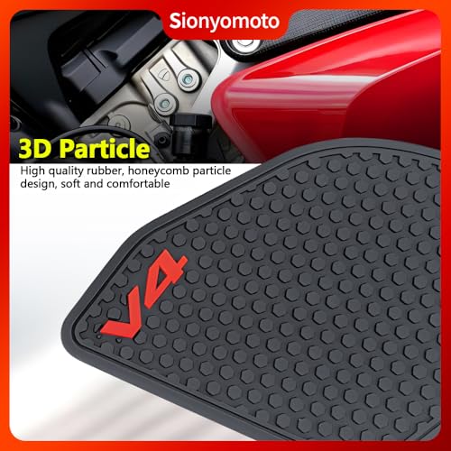 Fuel Gas Tank Pad Protector Stickers Decal Set Compatible with Panigale V4/V4S 2022 2023 2024- Anti-Slip Protective Kit, Black | 4-Piece