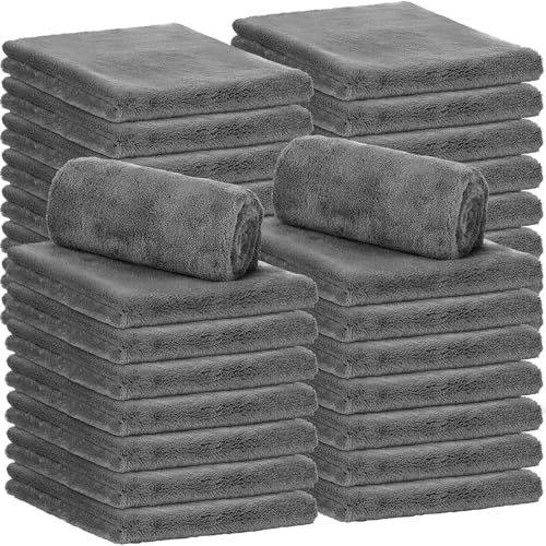 Shimeyao 30 Pcs 12.5 × 12.5 Inch Edgeless Microfiber Plush Towels for Cars Detailing Drying Wash Polishing Absorbent Cleaning Cloths, 500 GSM (Gray) - color: Gray, size: 12.5 × 12.5 Inch
