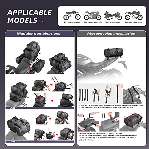 Waterproof Motorcycle Tail Bag 15L Motorbike Rear Rack Storage Bag Saddle Pannier for Touring Adventure Commuting Black - size: 15L