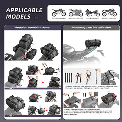 Waterproof Motorcycle Tail Bag 15L Motorbike Rear Rack Storage Bag Saddle Pannier for Touring Adventure Commuting Black - size: 15L