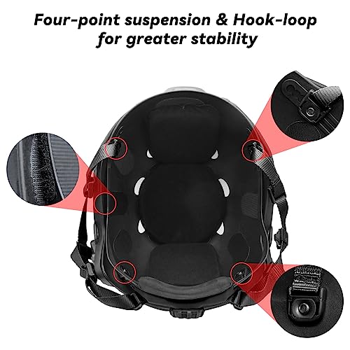 Tactical Helmet Chin Strap Adjustable Dial 4 Points Suspension System with Bolts and Screws for Tactical Fast MICH Bump Helmet Accessory - color: Style 2-Black