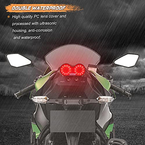 NTHREEAUTO LED Motorcycle Tail Light Integrated Brake Turn Signals License Plate Lights Universal Rear Taillight Compatible with Honda Kawasaki Yamaha Suzuki Bobber Cruiser Chopper Cafe Racer