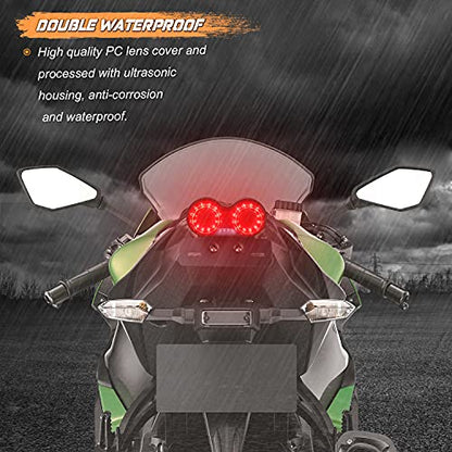 NTHREEAUTO LED Motorcycle Tail Light Integrated Brake Turn Signals License Plate Lights Universal Rear Taillight Compatible with Honda Kawasaki Yamaha Suzuki Bobber Cruiser Chopper Cafe Racer