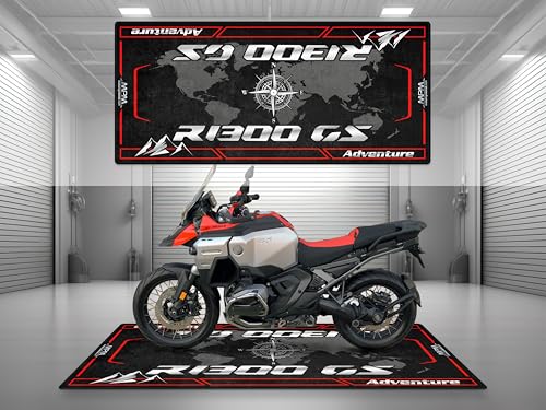MPM Motorcycle Mat for R1300 GS Adventure - Washable Non - Slip Oil & Water Resistant Parking Pitmat for Garage, Showroom, Workshop Use (Racing Red Solid Paint, Size 2: 102 x 47/260 x 120 cm) - color: Racing Red Solid Paint, size: Size 2: 102 x 47/260 x 1