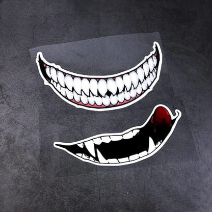 Motorcycle Helmet Decal Reflective Funny Helmet Stickers (Big Teeth- 8'') - color: Big Teeth- 8''
