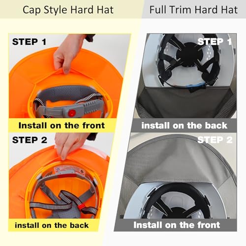 TCCFCCT Sun Shade, Full Brim Mesh Neck Sun Shield, High Visibility Visor Neck Protection and Bandana Headband Face Scarf, Hard Hat Accessories, 2 Packs, Yellow - color: Sun Shade 1+bandana 1 Yellow