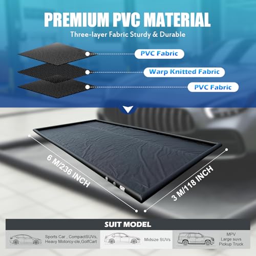 Inflatable Garage Floor Mat, Waterproof Car Wash Mat with High Rise Edge, 9.8FT x 19.6FT Heavy Duty PVC Parking Containment Mat for Snow Mud Oil, Garage Floor Protector for Car SUV Truck Motorcycle