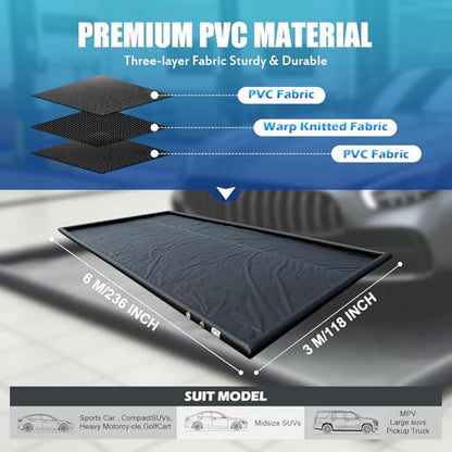 Inflatable Garage Floor Mat, Waterproof Car Wash Mat with High Rise Edge, 9.8FT x 19.6FT Heavy Duty PVC Parking Containment Mat for Snow Mud Oil, Garage Floor Protector for Car SUV Truck Motorcycle