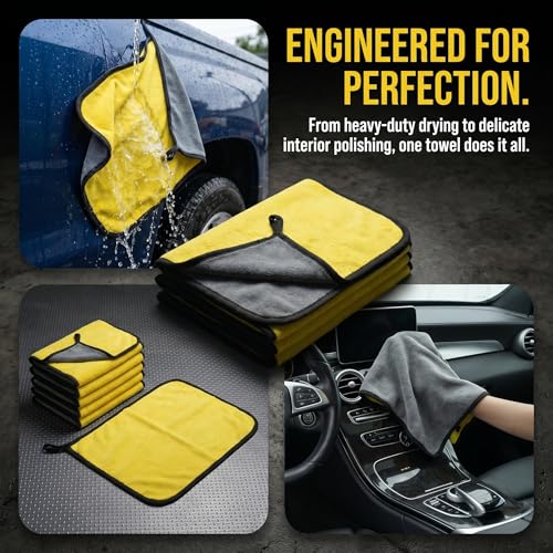 Microfiber Towels for Cars, 800GSM Car Cleaning Towels, Soft Microfiber Cleaning Cloths for Car Washing, Drying, Waxing, Buffing and Polishing, Scratch-Free Auto Detailing Towels, 6 Pack, 12 x 16 Inch - size: 6 Pack, 12 x 16 Inch