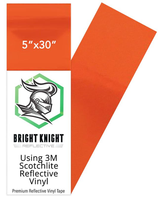 BRIGHT KNIGHT DECALS Orange 5x30 Reflective Tape - 3M Vinyl Motorcycle Helmet Sticker, Waterproof, Removable, for Trailers, Cars, Bikes, Rims - color: Orange, size: 5x30