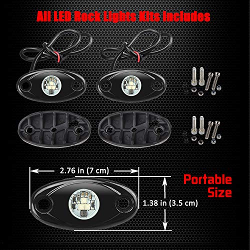 2 Pods LED Rock Lights, Ampper Waterproof LED Neon Underglow Light for Car Truck ATV UTV SUV Offroad Boat Underbody Glow Trail Rig Lamp (Yellow) - color: Yellow, size: 2 Pods