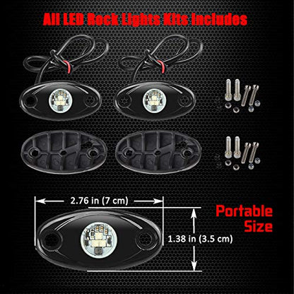 2 Pods LED Rock Lights, Ampper Waterproof LED Neon Underglow Light for Car Truck ATV UTV SUV Offroad Boat Underbody Glow Trail Rig Lamp (Yellow) - color: Yellow, size: 2 Pods