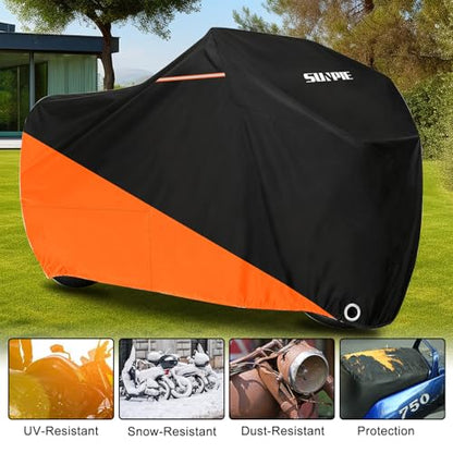 SUNPIE Motorcycle Cover for Sport Bikes Cruiser, All Weather Protection Waterproof Outdoor Covers Fit up to 96.4 inch Motorbike Windproof Design UV Resistant Scratch Proof - size: Motorcycle Cover (96.5 x 41.3 x 55.1 inch)