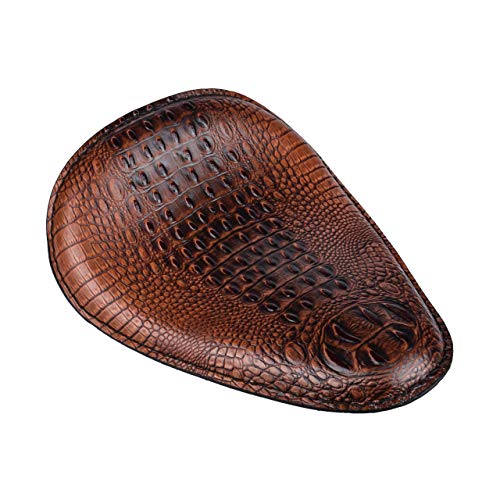 Universal Motorcycle Crocodile Leather Saddle Solo Seat Cushion Spring for Honda/Yamaha/Kawasaki/Suzuki/Bobber/Chopper (Brown) - color: Brown