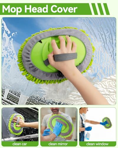 8Pcs Car Wash Kit, 62’’ Car Wash Brush with Long Handle, Microfiber Carwash Kit Set, Car Washing Supplies for Cars RV Truck Exterior - color: Car Wash Kit