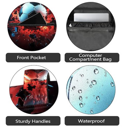 Backpack for Women Men, Soccer Football Waterproof Backpack with Laptop Compartment, Lightweight Carry On Backpack for Travel, Work, Picnic - color: Soccer Football