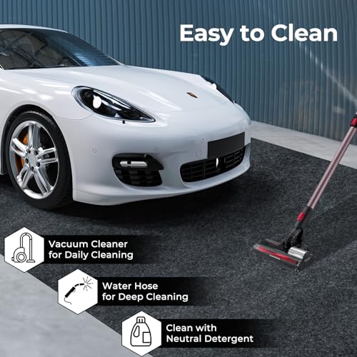 IRONMAX Garage Floor Mat 7.4’ x 17’ - Cuttable Garage Rug with Non-Slip Waterproof Backing, Washable Floor Protector, Oil Absorbent Parking Mat for Under Car, Motorcycle & Golf Cart - size: 7'4" x 17'