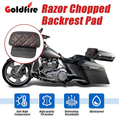 Goldfire Rear Trunk Backrest Pad Razor Chopped Backrest Pad Tour Pack Backrest Pad Fit for Harley Touring Models 2014-2025 Road King Street Glide Electra Glide, Red Diamond - color: Red