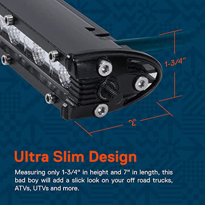 True Mods 2pc 7" Ultra-Slim Single Row Off Road LED Light Bar [1530lm] [18W] [IP68 Waterproof] [12V - 24V] Fog/Driving/Work Lights for Trucks ATV Cars - 60 Degrees Flood Light - color: Flood