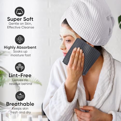 HOMEXCEL Waffle Weave Microfiber Towel, 10 Pack Lint Free Cleaning Rags, 12 x 12 Inches Barista Towels, Reusable Microfiber Cleaning Cloth for Household, Kitchen, Glass and Window, Grey - color: Grey