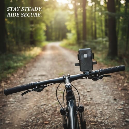 Motorcycle Phone Mount, Alloy Handlebar Holder for Bike & E-Bike GPS Navigation - Black