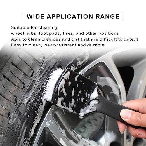Tire Brush, Black Stiff Bristle Wheel Cleaning Brush, Car Carpet Brush, Detail Brush (White) - color: White
