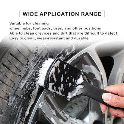 Tire Brush, Black Stiff Bristle Wheel Cleaning Brush, Car Carpet Brush, Detail Brush (White) - color: White