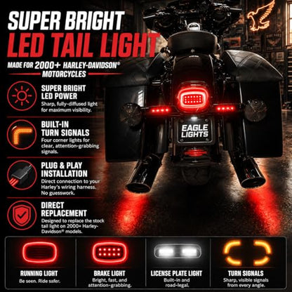 Eagle Lights HALOS Layback LED Tail Light with Turn Signals for Harley-Davidson® Motorcycles - color: Smoked