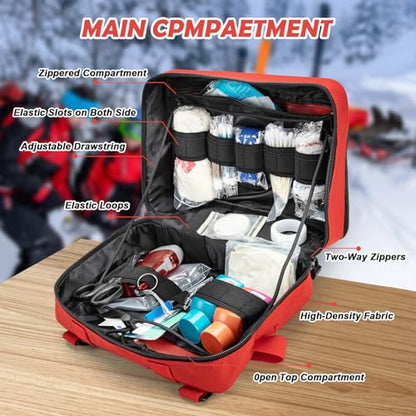 Jueachy Tactical Molle Pouch Large Admin Bag Utility Tool Pouches Molle Attachment EDC Pouches Expandable Molle Accessories Organizer Medical Pocket U.S.A Patch Included - color: Red