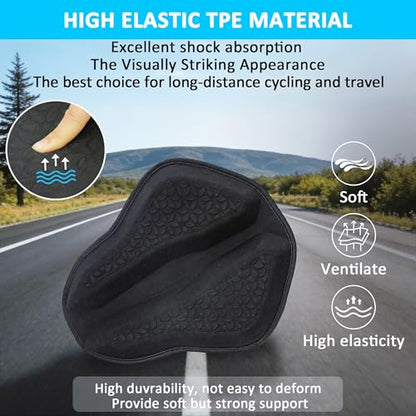 VENROCK Motorcycle Gel Seat Cushion Universal Motorcycle Seat Pad Improved Ventilation Groove Shake Rider Cushion 3D Honeycomb Breathable Structure Shock Absorption Stay Cool Comfortable in Long Rides