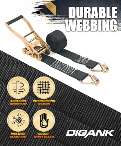 2 Inch Ratchet Straps 6 Pack, 15ft Heavy Duty Tie Down Straps with J Hooks, 6000 LBS Break Strength, 2000 LBS Working Load, Cargo Ratchet Straps for Truck Trailer ATV Motorcycle - color: Black