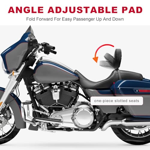 1997-2026 Adjustable Driver Rider Backrest compatible with Harley Davidson Touring Street Glide Road Glide Road King Ultra Limited Electra, Stitch Backrest Pad - size: Driver Backrest 1