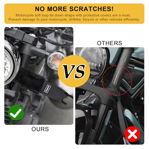 Ayaport Soft Tie Cover Set Include 4 pcs Synthetic Sheepskin Plush Covers and 4 pcs Soft Loop Tie Down Straps for Protecting Motorcycle, Dirt Bike, ATV, UTV etc. 1.5"x18" - size: 1.5"x18“