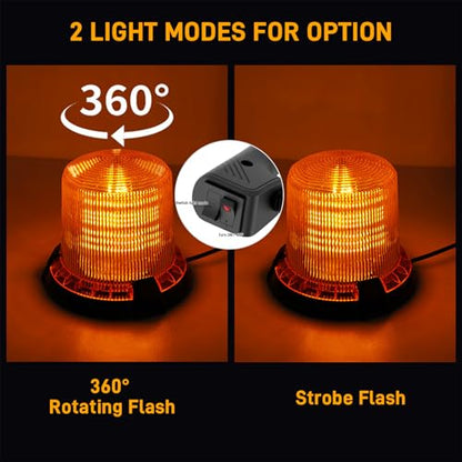 Amber Strobe Beacon Lights Magnetic, 90 LEDs Emergency Flashing Hazard lights, 12V Cigarette Lighter Plug Warning Light for Vehicles, Truck, Pickup, ATV, UTV,Camper,Boat